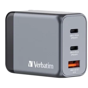 Cargador GaN 65W Verbatim 3 Puertos USB-C+A - Carga Rápida Universal para Laptop y Móvil - Imagen 1
