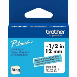 Brother BTAGL31 Cinta P-touch 12mm Negro sobre Azul Claro 4m - Etiquetado profesional con alto contraste
