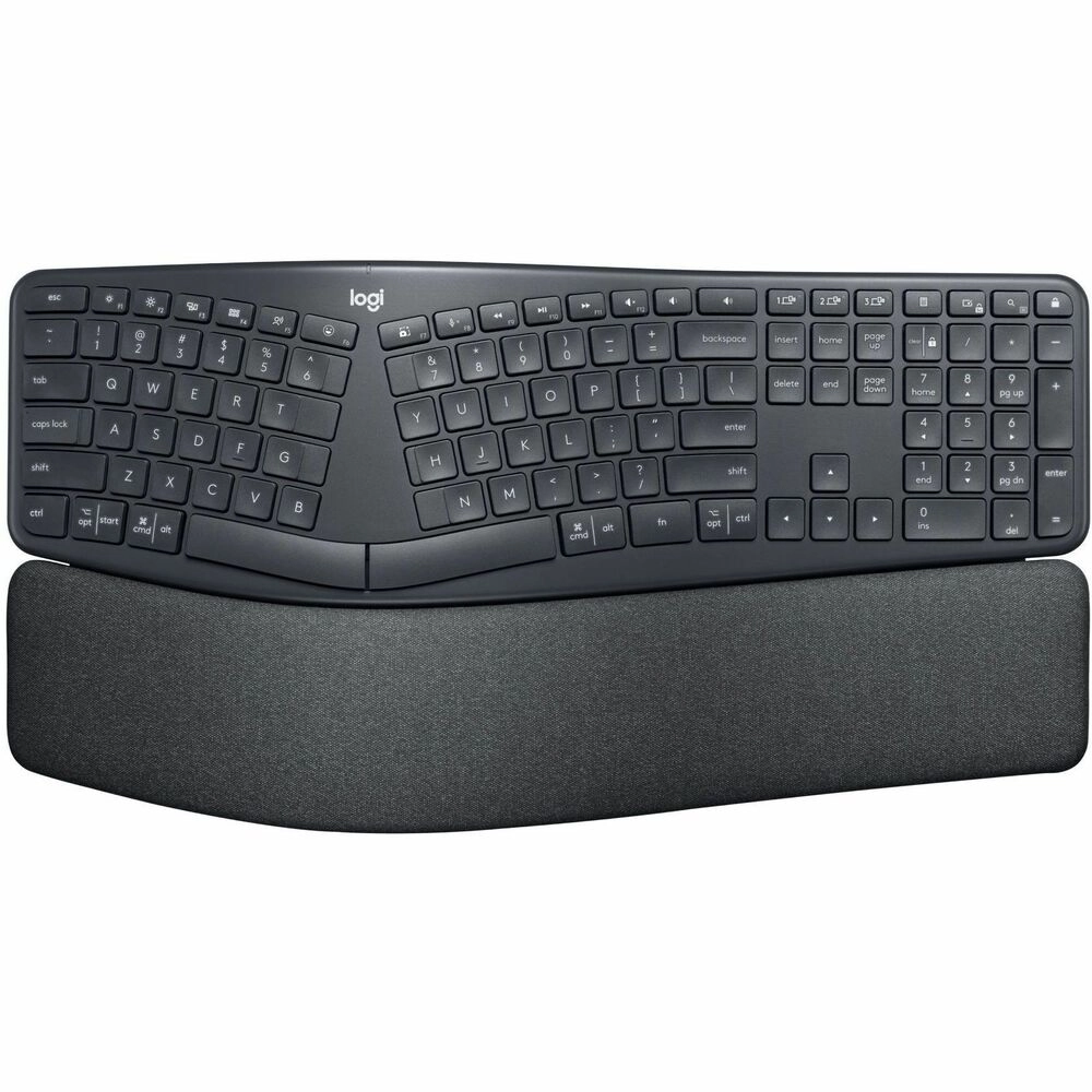 Logitech ERGO K860 Teclado Ergonómico Inalámbrico Bluetooth/RF Layout Español Negro - Escribe más cómodo y cuida tus muñecas