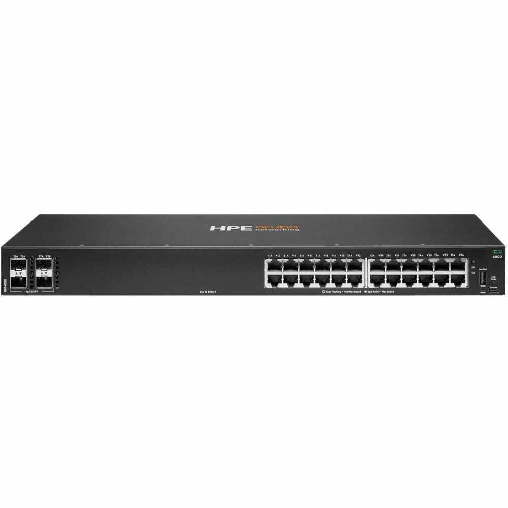 HPE Aruba CX 6000 24G 4F Switch Gestionable Gigabit 24 Puertos - Conectividad empresarial sin ventilador para tu red